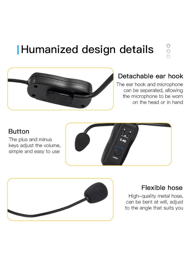 Wireless Microphones, System Wireless Microphone Headset Lavalier Lapel Speak Beltpack Receiver, Suitable for Smartphone Laptop Desktop PC Speaker Stage Speaker Public Speaking and Teaching - Image 3